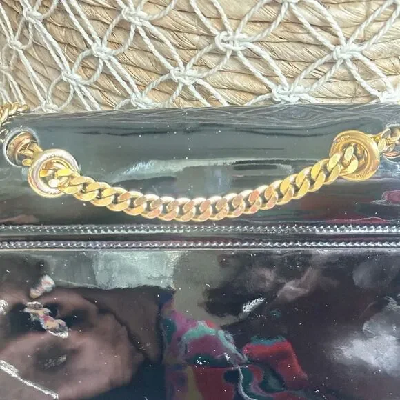 Emilio Pucci Black Patent Leather Vintage Crossbody Bag